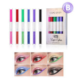 Set van 6 Handaiyan gekleurde eyeliners, vloeibare eyeliner, waterproof, B