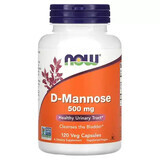 D-Mannose, 500 mg, 120 gélules végétales, Now Foods