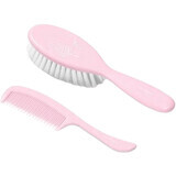 BabyOno Brosse et peigne pour cheveux roses doux