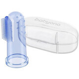 BabyOno Brosse à dents brosse à dents avec doigt brosse à dents avec boîte bleu