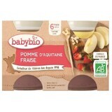 Babybio gustare cu fructe măr, căpșuni 2 x 130 g