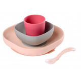 Beaba Set de table en silicone rose 4 pcs