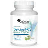 Betaine HCL, Pepsin 650/150 mg x 100 gélules Aliness