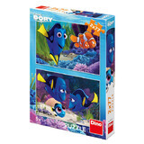 Puzzle 2 in 1 Gasirea lui Dory, 5 ani+, 2x77 piese, Dino Toys