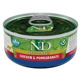 Nourriture humide au poulet et à la grenade pour chats N&D Prime Adult, 70 g, Farmina