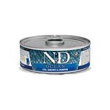 Nourriture humide avec du thon, des crevettes et de la citrouille pour chatons et chattes enceintes N&D Ocean Kitten, 70 g, Farmina