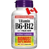 WEBBER NATURALS Vitamine B6+B12+Acide folique 1×120 cps, complément alimentaire