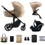 Poussette combinée KINDERKRAFT SELECT SELECT 3in1 Prime 2 Sandrose Beige, Premium 1×1 pc, poussette