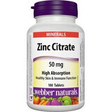 WEBBER NATURALS Citrate de Zinc 50 mg 1×180 tbl, complément alimentaire