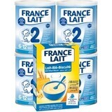 France Lait 2 4x400g + FL Weizenbrei. Set 250g 1×1, Säuglingsmilchpulver-Set