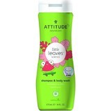 ATTITUDE Savon corporel et shampoing pour bébé (2 en 1) Petites feuilles au goût de melon et de noix de coco 1×473 ml, savon corporel et shampoing pour enfants