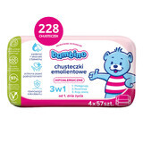 Bambino, emollient wipes 3in1, pack of four, 4 x 57 pieces