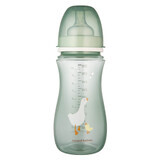 Canpol Babies EasyStart, biberon anti-colique à large ouverture, Goose, à partir de 12 mois, 300 ml