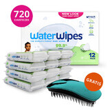 WaterWipes Soapberry Kids Bio, lingettes humides, eau avec extrait de savon, dès la naissance, 12 x 60 pcs + Ikoo Home, sans brosse à cheveux