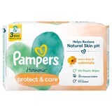 Pampers Harmonie Protect & Care, lingettes humides, 3 x 44 pièces