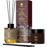 HiSkin Set de Noël parfumé, Bougie de soja, Réchauffement de Noël, 100 ml + bâton diffuseur, Tarte à la pomme et à la cannelle, 80 ml