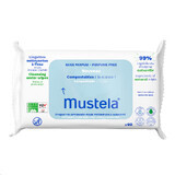 Mustela, lingettes nettoyantes, compostables, non parfumées, dès la naissance, 60 pièces