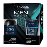 4Organic Men Power set, gel nettoyant pour la barbe et le visage, 200 ml + baume hydratant après-rasage, Sensitive, 150 ml