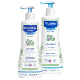 Mustela Bebe Enfant set, gel douche premier jour 500 ml + lait corps premier jour 500 ml