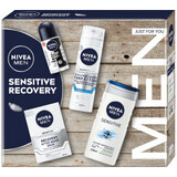 Kit Nivea Men Sensitve Recovery, mousse à raser, 200 ml + baume après-rasage, 100 ml + gel douche, 250 ml + roll-on anti-transpirant, 50 ml