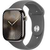 Apple Watch Series 10 GPS + Cellular 42mm Carcasă din titan natural cu bandă sport Stone Grey - M/L