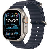 Apple Watch Ultra 2 (2024) 49mm, Titan natural cu curea Navy Blue Ocean