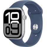 Apple Watch Series 10 GPS + Mobilfunk 46mm Silber Aluminium Gehäuse mit Denim Sportband - M/L