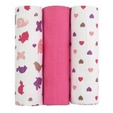 T-Tomi Fabric Tetra Diapers, pink snails 3 pcs