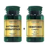 Ensemble Nattokinase Serrapeptase, 30 gélules + Premium Venotonic Complex, 30 comprimés, Cosmopharm