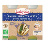 Purée de panais, haricots verts et riz bio, +8 mois, 2x 200g, BabyBio