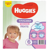 Pantaloni per pannolini Soft Comfort Girl No. 6, 15-25 kg, 60 pezzi, Huggies