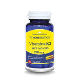 Natürliches Vitamin K2 MK7 120mcg, 30 Kapseln, Herbagetica