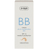 BB cream avec SPF 15 teinte naturelle pour les peaux grasses et mixtes, 50 ml, Ziaja