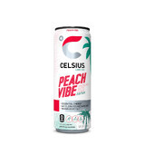 Celsius Energy Drink Peach Vibe, boisson énergétique gazeuse aromatisée à la pêche blanche, 355 ml