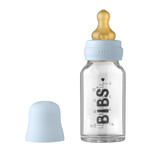 Komplettes Set aus Glasflasche, 110 ml, Baby Blue, Lätzchen