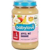 Babylove Purée de pommes et de bananes 5+, 190 g