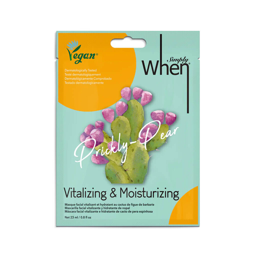 Maschera vegana rivitalizzante e idratante con estratto di frutto di cactus, per pelli molto secche o danneggiate, Simply When, 23 ml