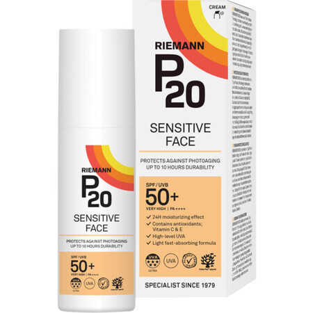 Crème solaire pour le visage SPF 50+, RIEMANN P20, 50ml