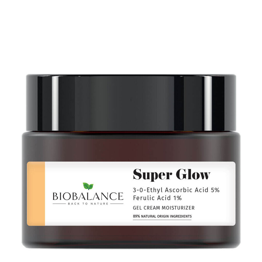 Super Glow Illuminating Creme-Gel mit Ascorbinsäure 5% + Ferulasäure 1%, Anti-Falten, gegen Pigmentflecken, Bio Balance, 50 ml