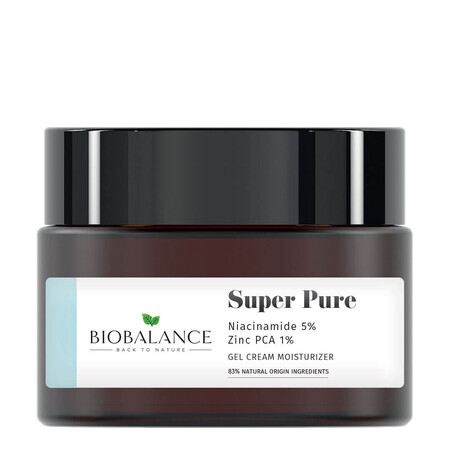 Gel-crème purifiant Super Pure avec Niacinamide 5% + Zinc PCA 1%, pour les peaux grasses, acnéiques ou mixtes, Bio Balance, 50 ml