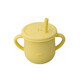 Tasse en silicone avec poign&#233;es et paille, jaune p&#226;le, 200 ml, Oaki