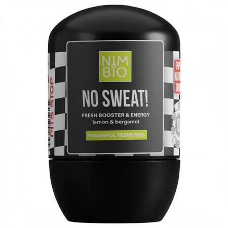 No Sweat déodorant naturel à bille pour adolescents, 50 ml, Nimbio