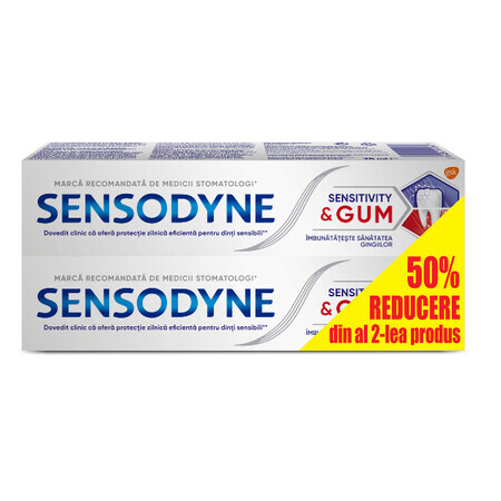 Dentifrice pour sensibilité et gencives, 75 + 75 ml, Sensodyne