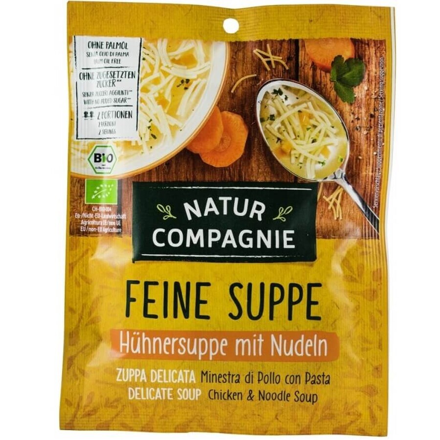 Soupe de nouilles au poulet bio, 40 g, Natur Compagnie