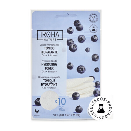 Disques hydratants pour le visage aux myrtilles, 10 pièces, Iroha