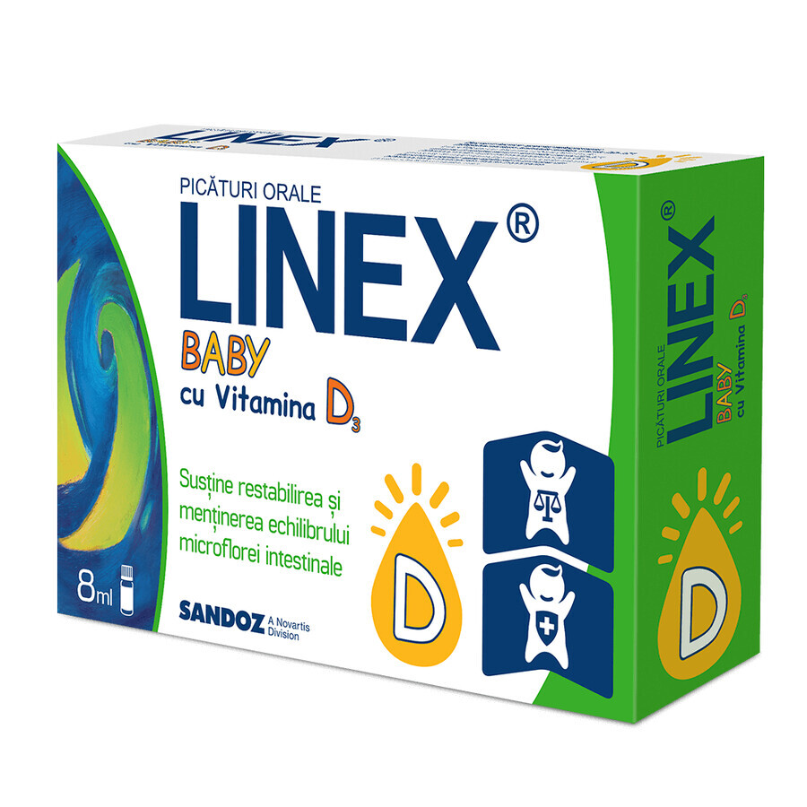 Linex Baby mit Vitamin D3 Tropfen zum Einnehmen, 8 ml, Sandoz