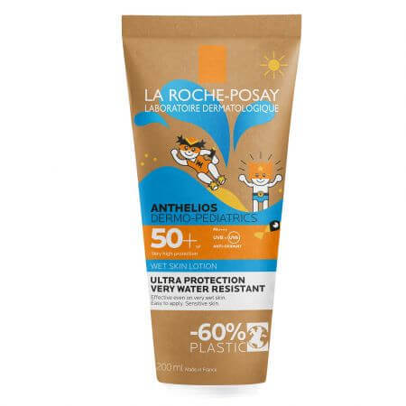 La Roche-Posay Anthelios Dermo-Pediatrics lotiune Wet Skin cu protectie solara SPF 50+ pentru corp Eco Tube, 200 ml