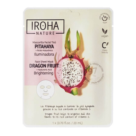 Aufhellende Gesichtsmaske mit Drachenfrucht, 20 ml, Iroha