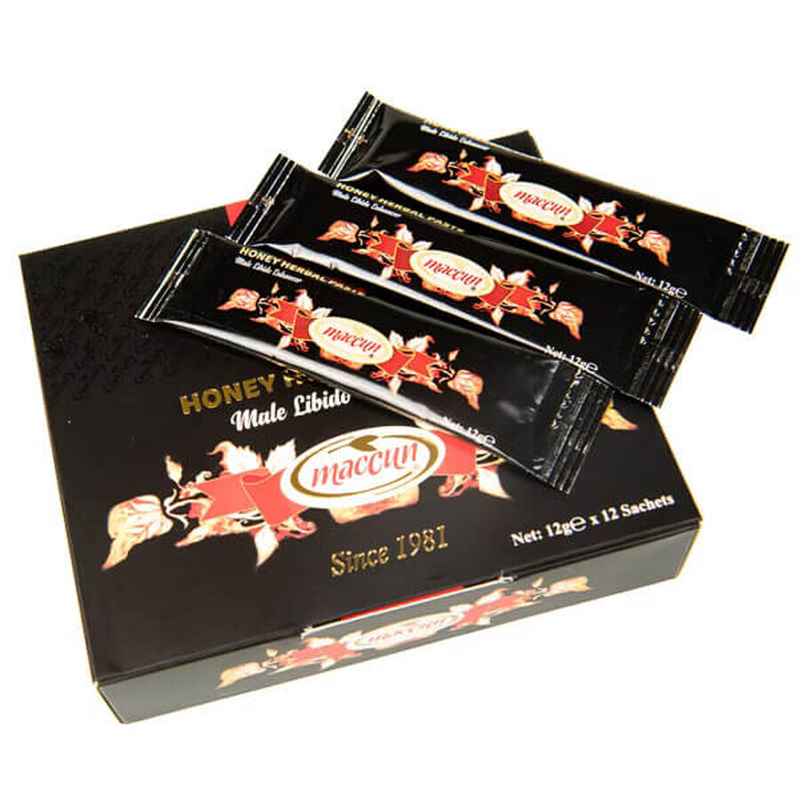 Herbal Aphrodisiac Potency Honey Paste, 12 sachets x 12 g, Maccun