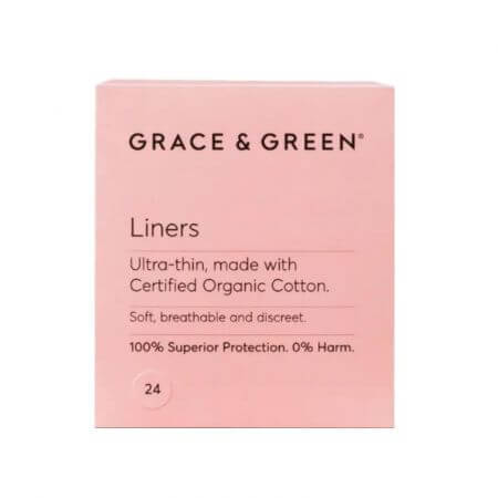 Proteggi slip ultrasottile in cotone organico, 24 pezzi, Grace e Verde
